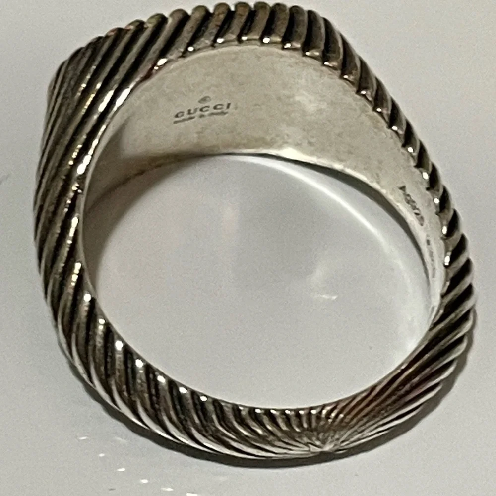 Gucci Silver Double GG Marmont Pinky Ring - Picture 2 of 8
